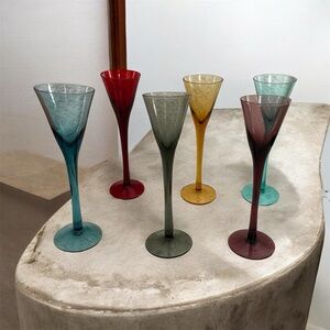 Set of six Rainbow Cordial glasses